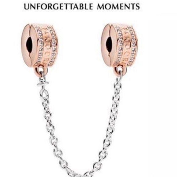 🚨🌸SOLD🌸🚨PANDORA Authentic S925 Ale Rose Gold Plated Bracelet Safety Chain - Picture 2 of 5